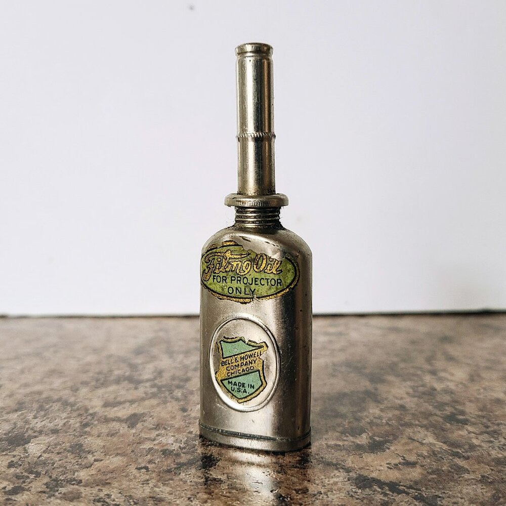 1930s Filmo Bell & Howell Projector Oil Tin Can Oil Dropper, Made In USA